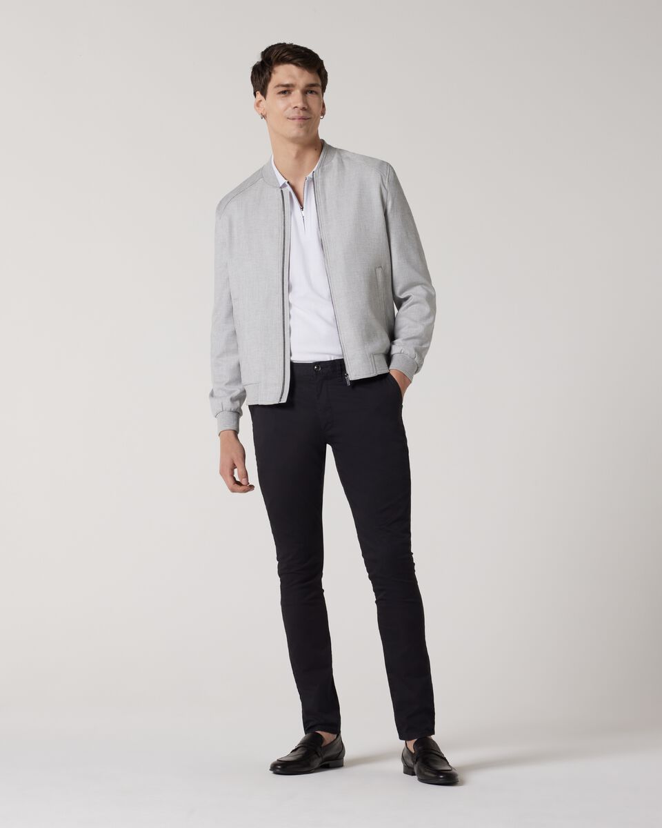 Textured Zip-up Polo, White, hi-res